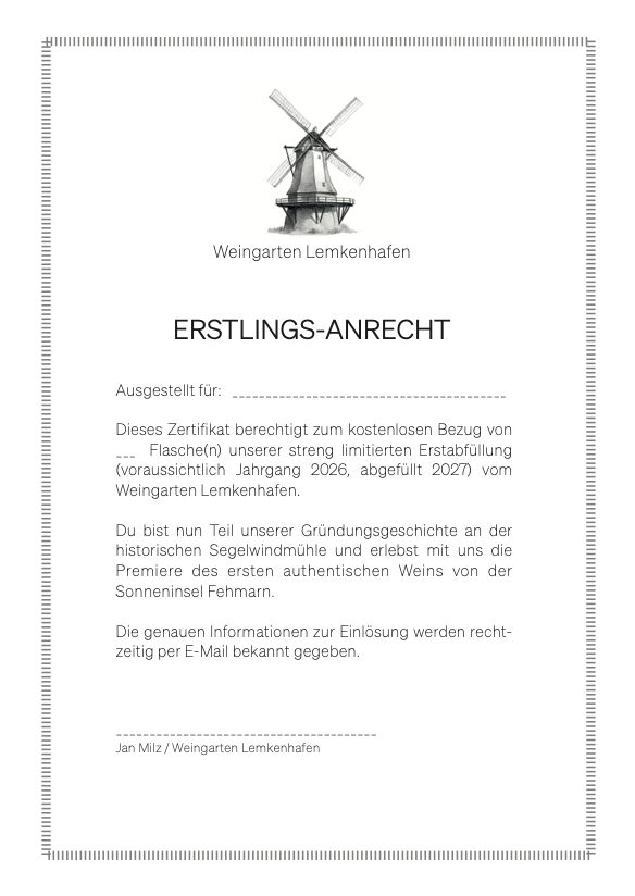 Erstlingsanrecht als Druck per Post
